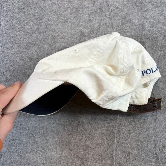 VINTAGE Y2K Polo Ralph Lauren Hat Cap One Size White Strapback Pony Adjustable - Picture 4 of 8